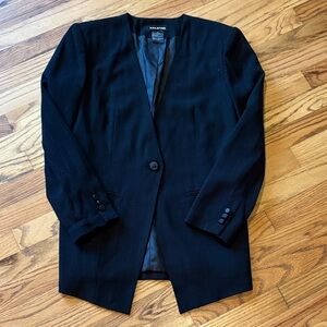 Halston Black Metallic Pinstripe Blazer